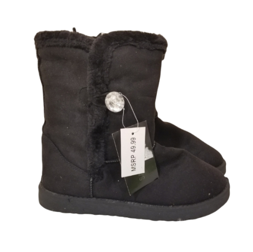 Sag Harbor Prairie Winter Faux Fur Black Boots Faux Fur Lined Size 9
